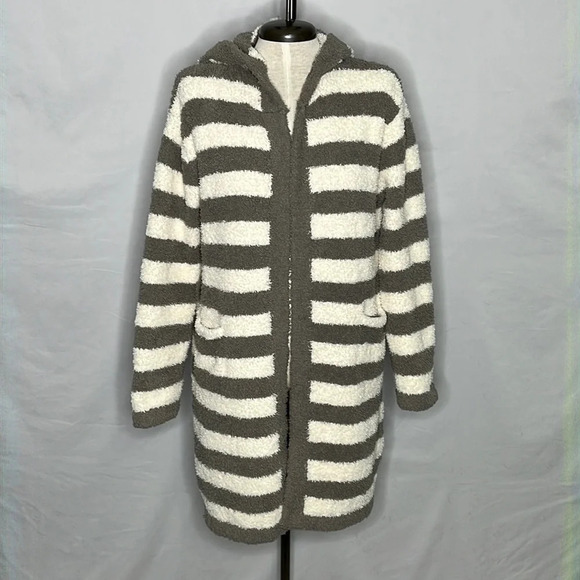 Barefoot Dreams Cozy Chic Striped Hooded Robe (NO BELT) - Size 1 (Small) - Picture 2 of 8
